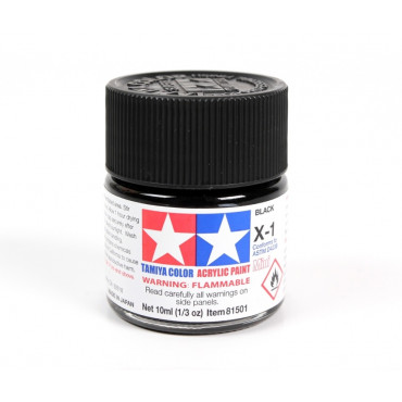 TINTA ACRÍLICA MINI X-1 PRETO 10ML TAMIYA TAM 81501